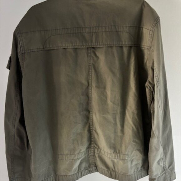 Calvin Klein L Khaki Green Utility Jacket Field Zip Collar Pocket Rugged Minimal - Picture 5 of 12